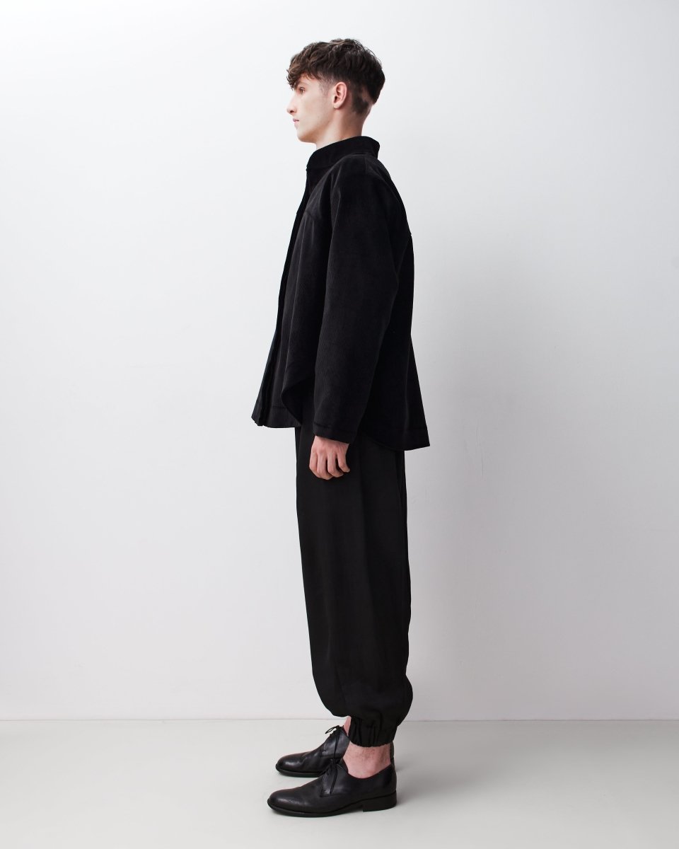 Corduroy Yolk Shirt (Black) - Harem London